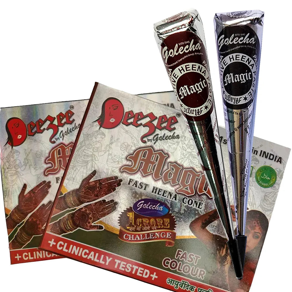 12Pcs Henna Tattoo Paste Black White Brown Red Henna Cones Indian For Temporary Tattoo Sticker Body Paint Art Cream Cone