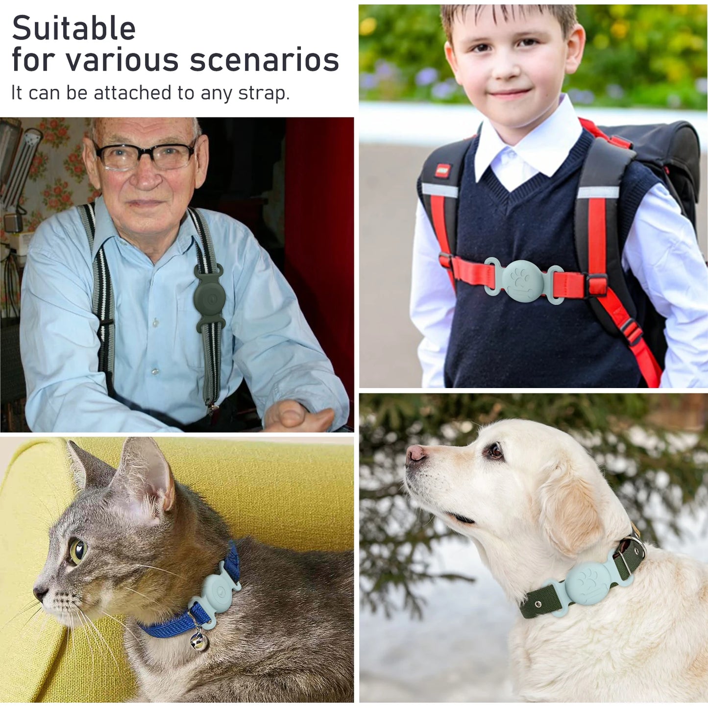 Silicone Engraved Cover For Apple Airtag Case Dog Cat Collar GPS Finder Protective Soft Case For Apple Air Tag Tracker Holder