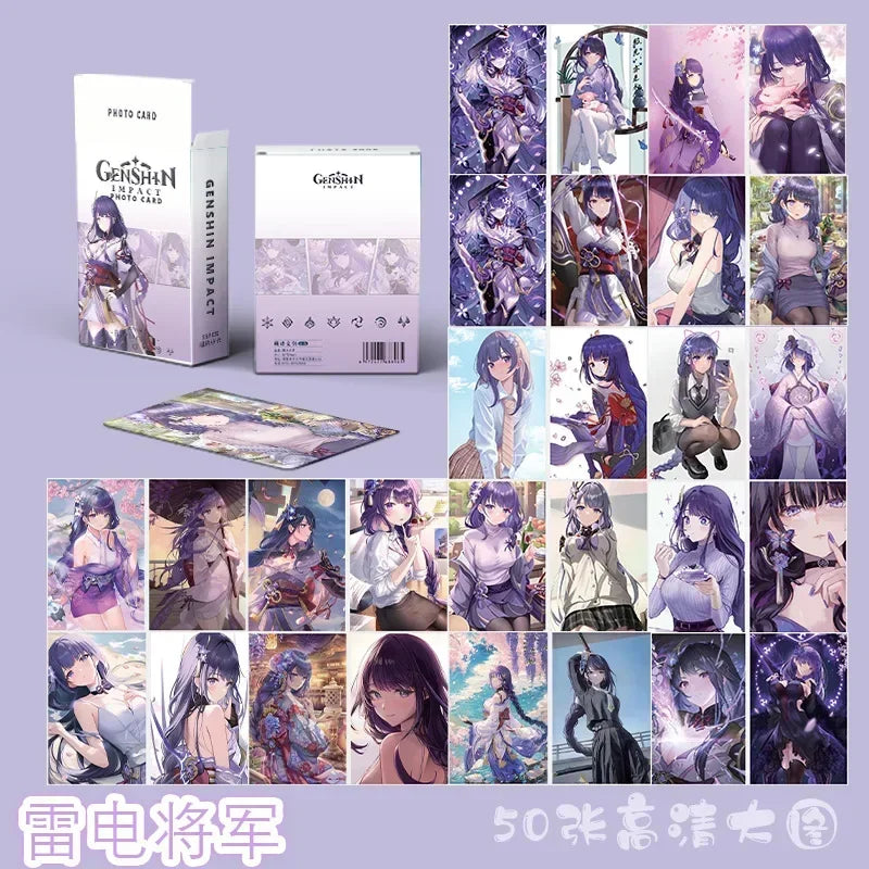 Hot Game Impact 50PCS/Set Decor Laser Lomo Card Photocard HD Double-sided Small Album Photo Card For Fans Collection Postcard