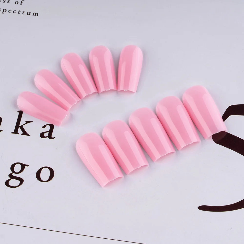24 Pcs Solid Color Nail Tips Extension System Soft Gel Fake Nail Sculpted Square Full Cover Press on Nail Tips Artificial Nails