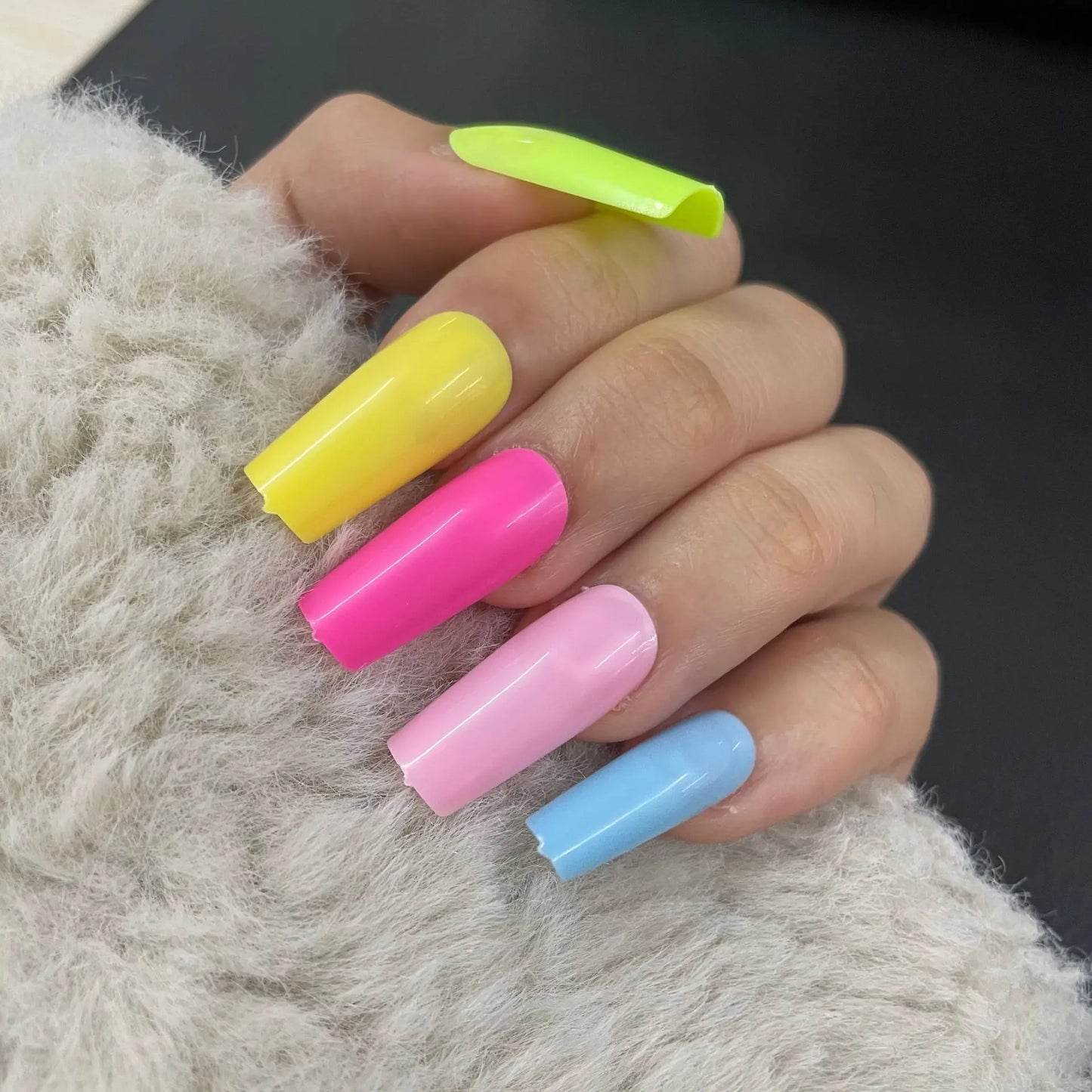 24 Pcs Solid Color Nail Tips Extension System Soft Gel Fake Nail Sculpted Square Full Cover Press on Nail Tips Artificial Nails