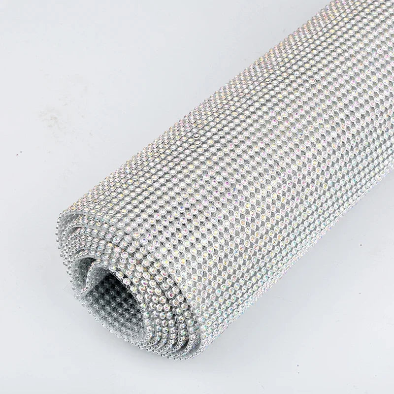 45x60cm Hotfix Gold/Sliver/Black Crystal AB Aluminum Rhinestone Sheet Glass Crystal Rhinestone Trim Iron on Garment Accessories