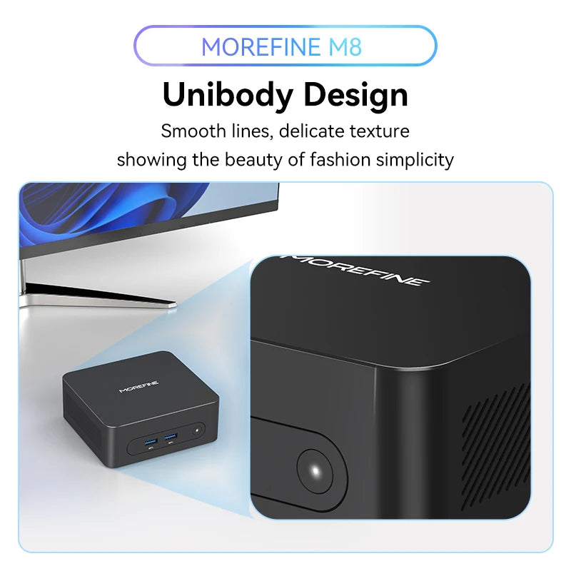 MOREFINE M8 Mini PC Intel 5205U up to 1.9GHz Windows 11 pro 16G RAM 512G SSD 4K@60 WiFi 5/BT 5.1 Laptop Desktop Computer Office