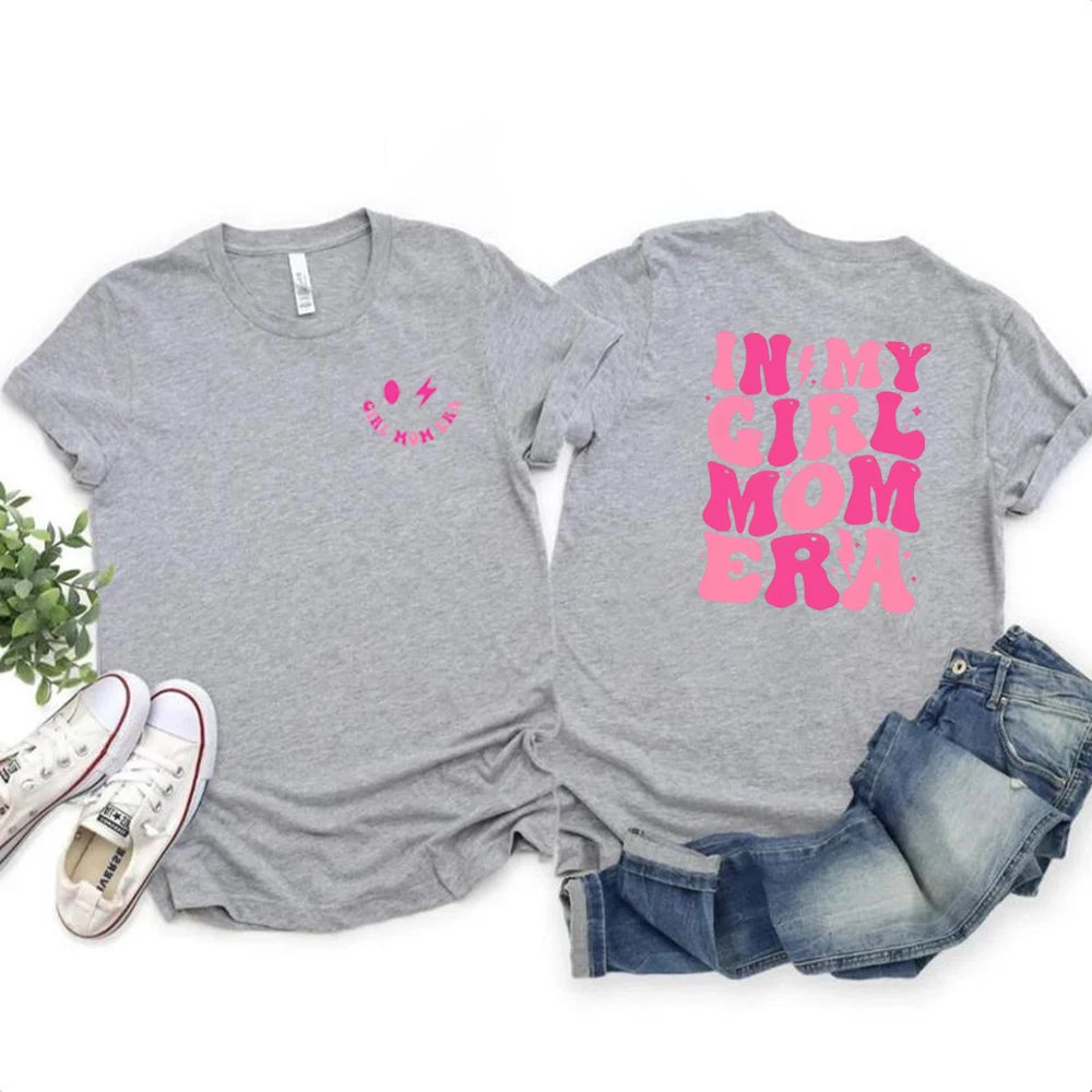 In My Girl Mom Era T-shirt Girl Mom Tshirt Girl Mama Club Shirt Expecting Mom Shirts Mother Day Gift Top Women Short Sleeves Top