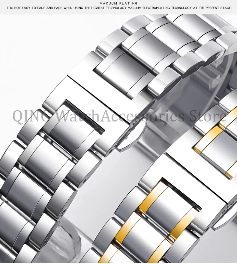 Arc Flat End Solid Stainless Steel Watchband for Tissot Butterfly Clasp Strap 12 13 14 15 16 17 18 19 20 21 22 23 24mm Universal