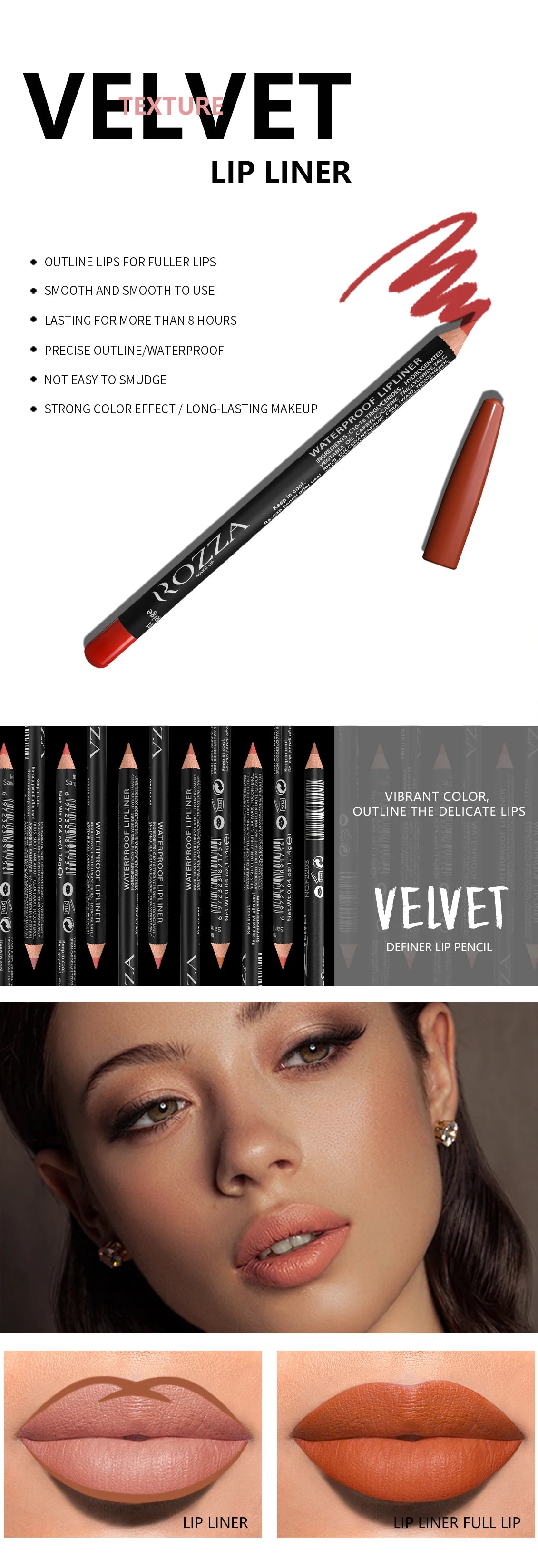 14pcs/set Lip Liner Pencil Matte Nude Contour Lipliner Lipstick Waterproof Long Lasting Lipstick Pen Lip Tint Cosmetics
