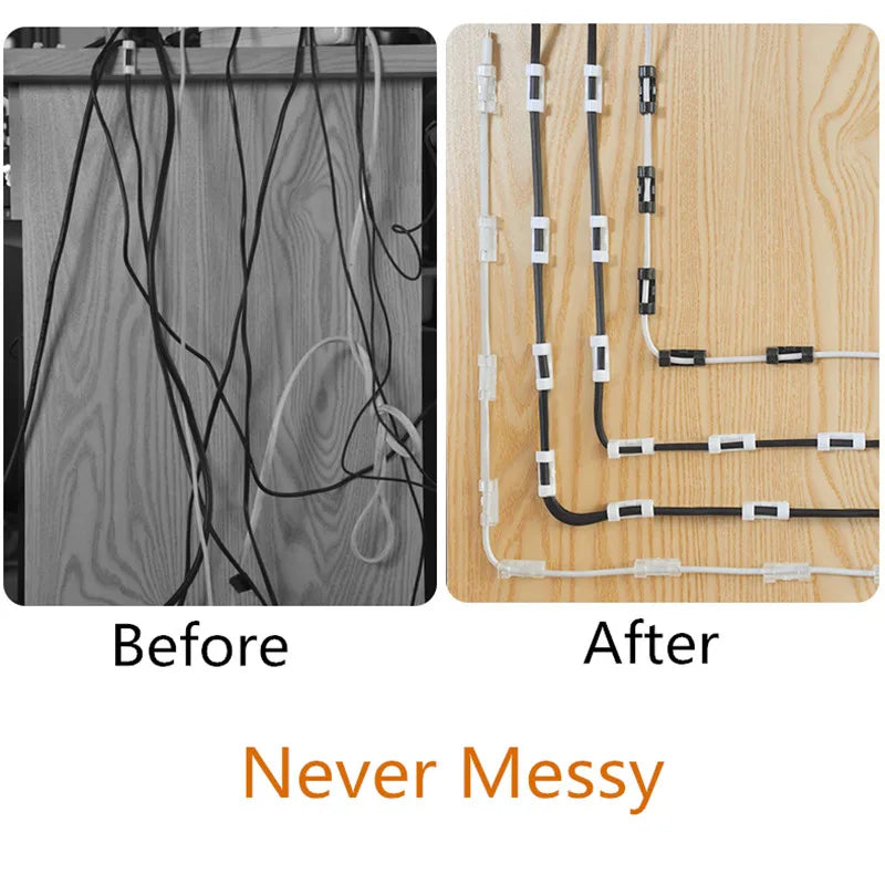 16/20pcs Cable Organizer Clips Cable Management Wire Manager Cord Holder USB Charging Data Line Bobbin Winder Wall Mounted Hook