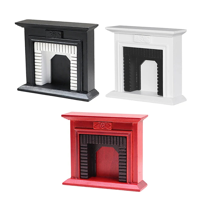 1:6 1:12 Dollhouse Mini Decorative Fireplace Model Doll House Wood Fireplace Mini House Furniture European Style