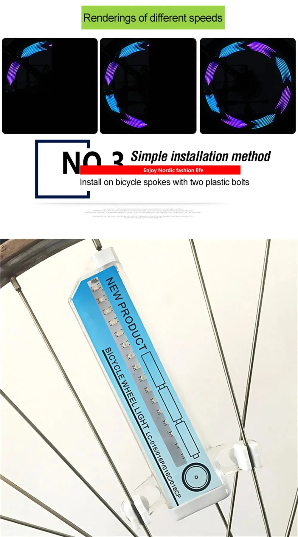 Bicycle Spoke Light 32 LED MTB Bike Wheel Light Spoke Lights Waterproof Shock Induction Colorful Bike Spoke Warning Signal Lamp