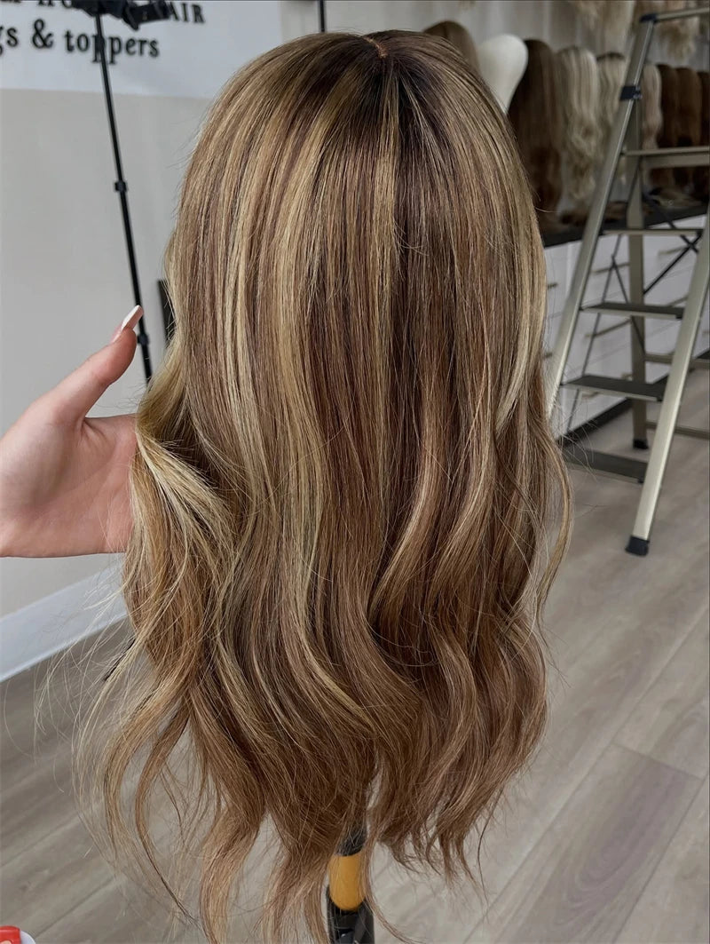 16 Inch Ombre Brown Blonde Lace Front Wig High Quality Synthetic Lace Front Wig Cosplay Daily Party Use Ready to Wear Wave Bob