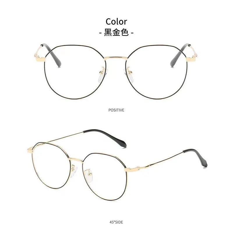 Vintage Anti Blue Light Glasses Metal Frame Optical Simple Women Men Transparent Eyewear Goggles Blue Ray Blocking Eyeglasses