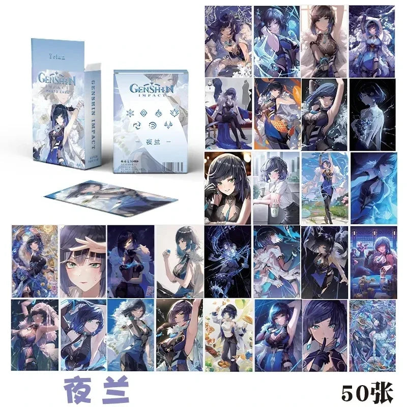 Hot Game Impact 50PCS/Set Decor Laser Lomo Card Photocard HD Double-sided Small Album Photo Card For Fans Collection Postcard