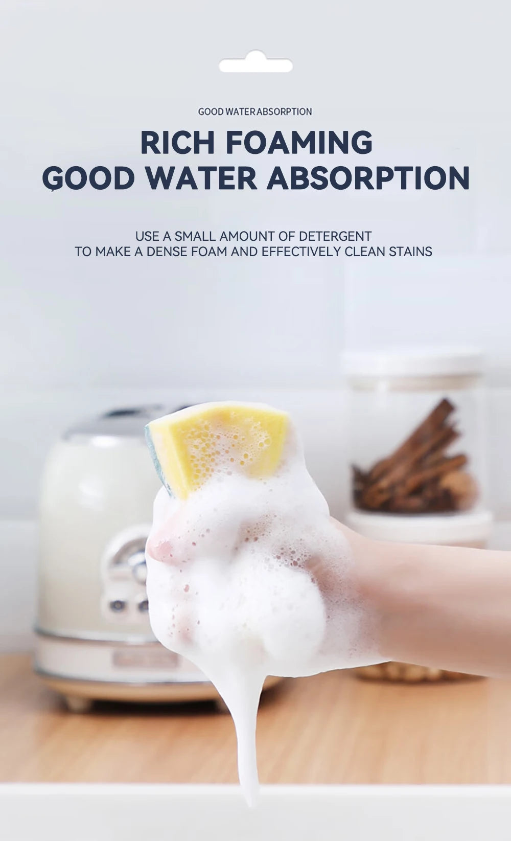 Dishwashing Sponge Reusable Kitchen Cleaning Scouring Pad Washable Scrub Sponge Eco Non-Scratch for Washing Dishes Magic Sponge