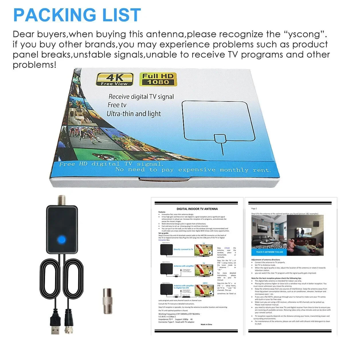 Digital TV Indoor Antenna Ground Wave Mini Hdtv Antenna Hdtvt2 Antenna For Car Antenna RV Travel Smart TV