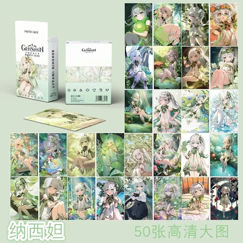 Hot Game Impact 50PCS/Set Decor Laser Lomo Card Photocard HD Double-sided Small Album Photo Card For Fans Collection Postcard