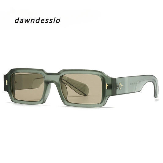 Dawndesslo Popular Fashion Square Women Rivets Sunglasses Vintage Punk Men Trending Shades UV400 Blue Green Sun Glasses