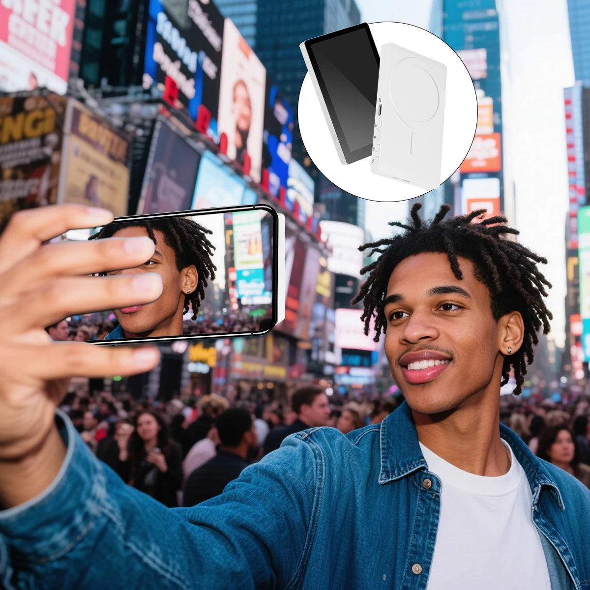 Wireless Magnetic Mount Vlog Selfie Monitor Screen Phone Rear Camera Selfie WiFi Bluetooth Connection for Selfie Live Vlog