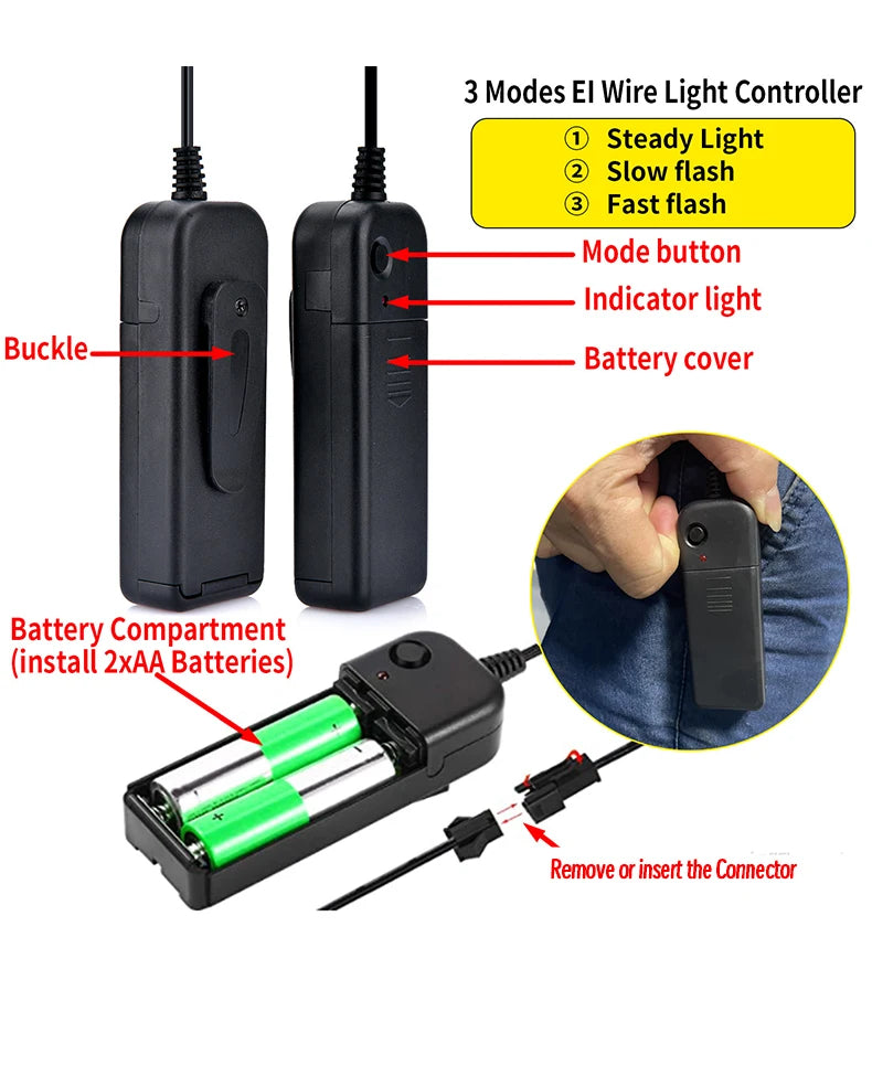 LED Dual Color Glowing Masks Halloween Letter V Horror Mask Role-Playing Carnival Cold Light Mask