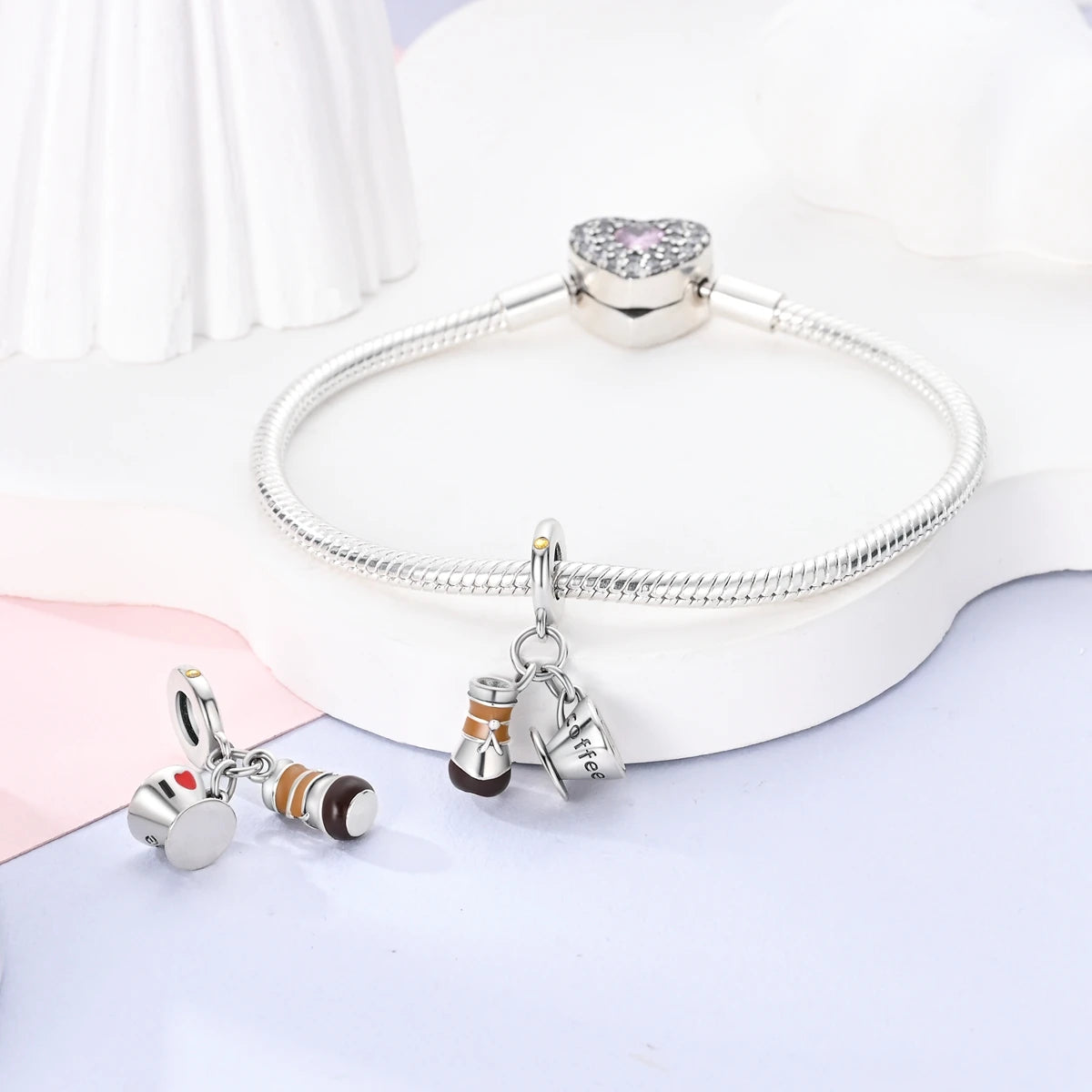 925 Silver Plated Firefly Pizza Cake Charms Fit Original Pandora Bracelet Making Fashion Jewelry