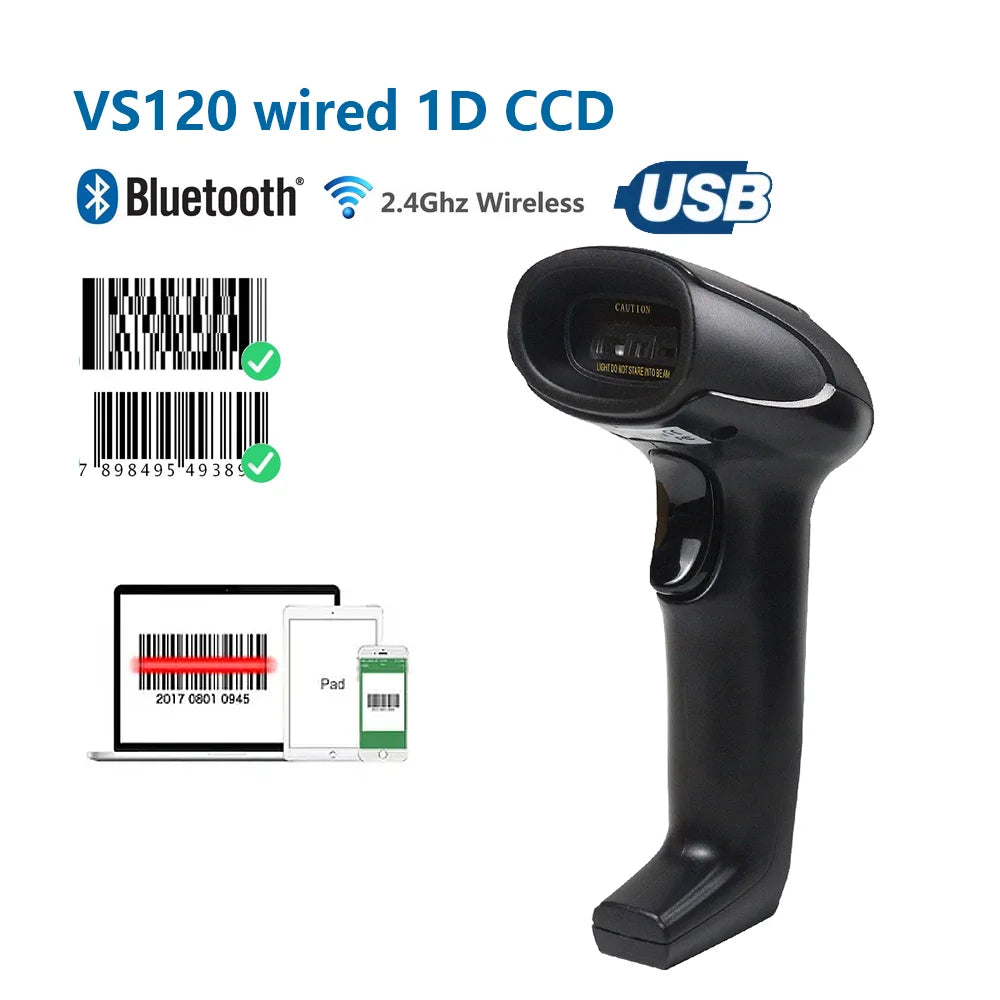 1D/2D  Supermarket Handhel  Barcode Bar  Code Scanner  Reader QR   PDF417 Bluetooth 2.4G Wireless &Wired USB Platform