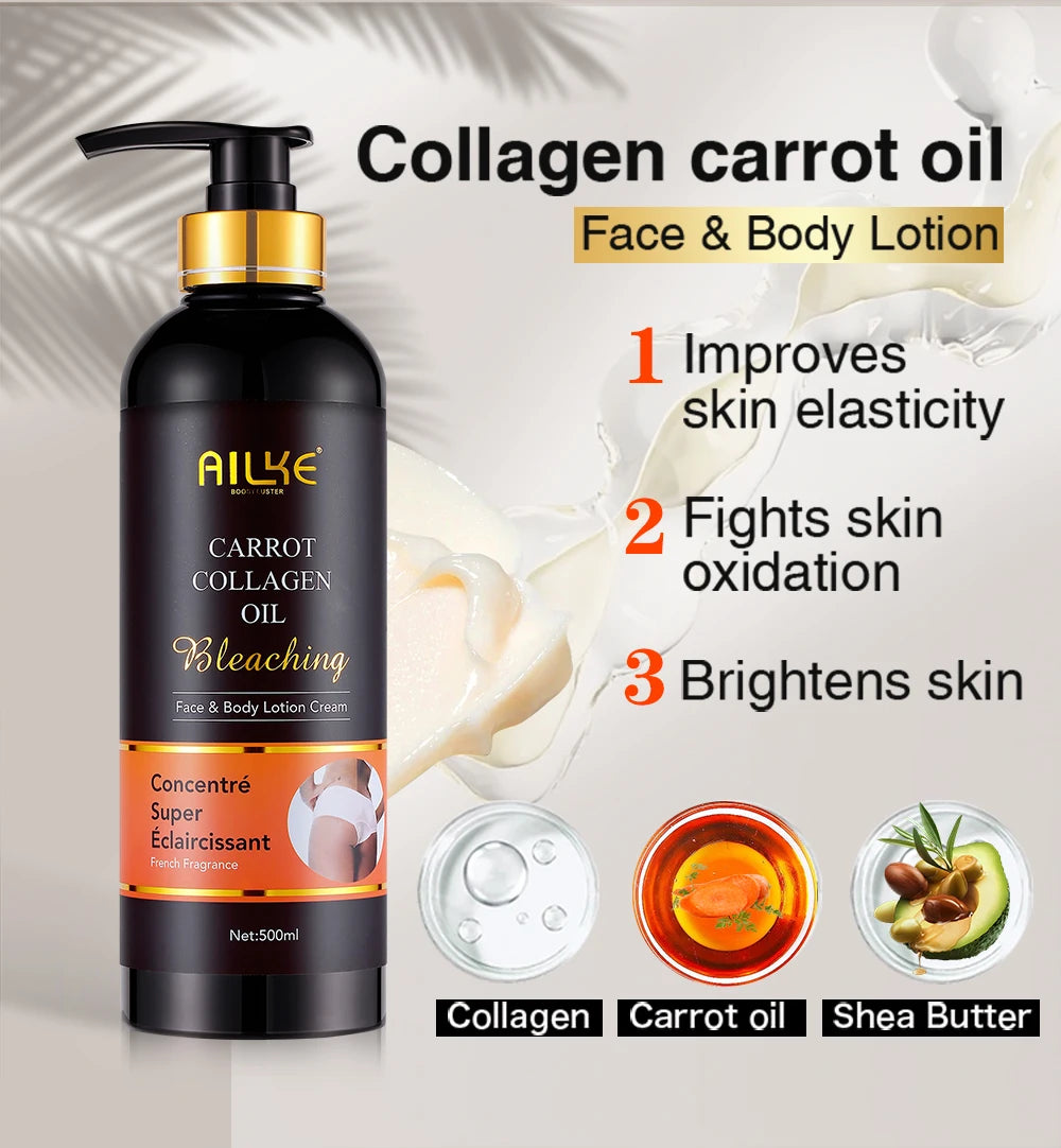 Brightening Body Lotion With Collagen, Carotene, Shea Butter, Moisturizing, Smoothing Increase Skin Radiance, For All Skin Types