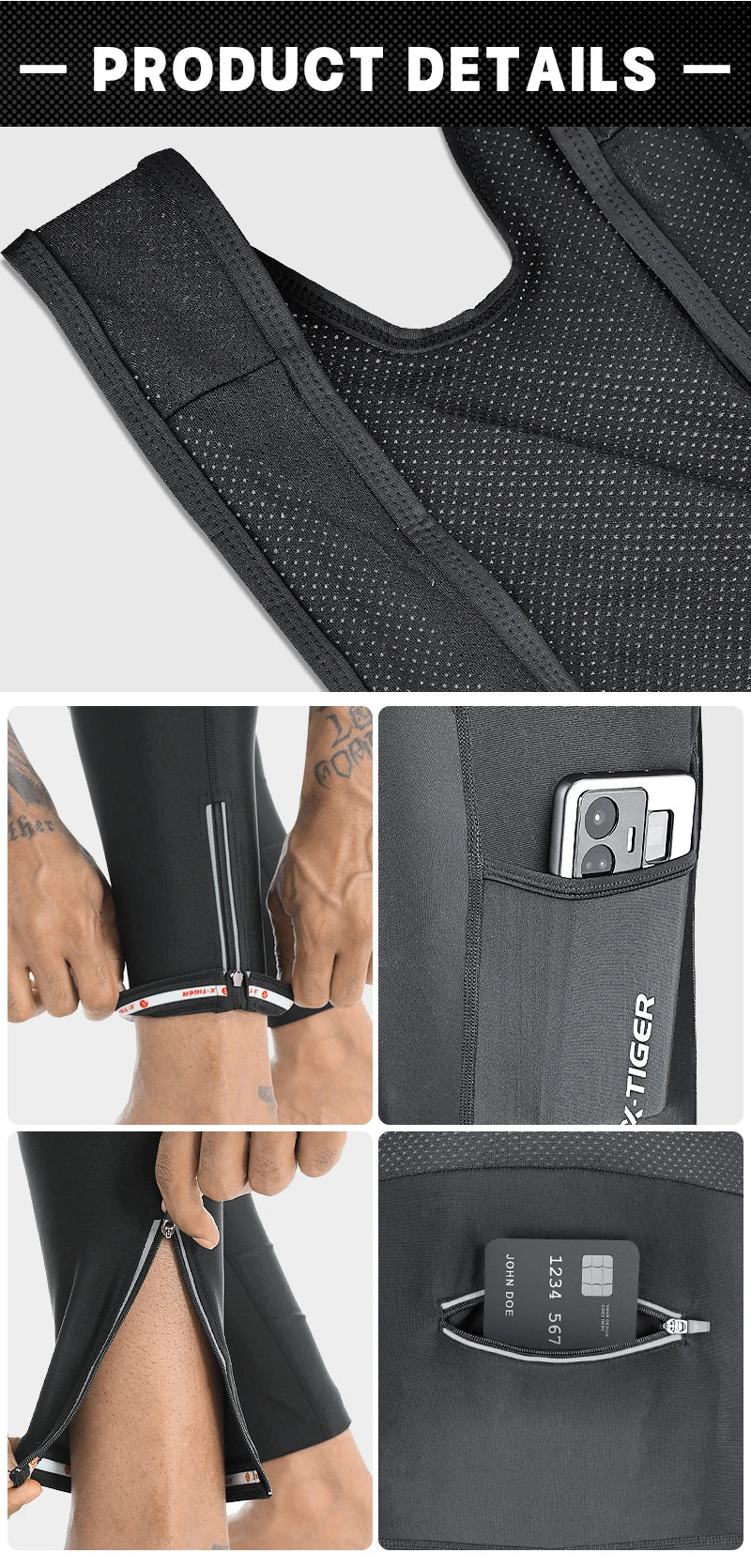 X-TIGER Autumn and winter warm windproof fleece cycling trousers 0-15 degrees bib men's trousers road bike cycling