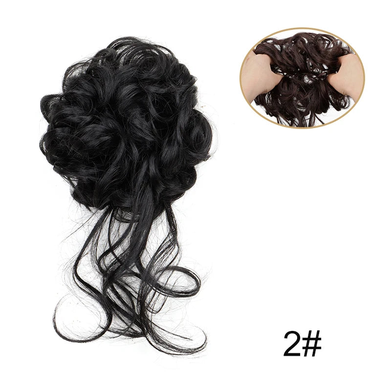 Synthetic Messy Donut Hair Buns Tousled Updo Chignon Elastic Hair Extension Hair Accessories for Women