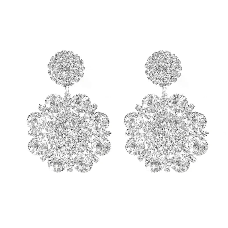 Shiny Multicolored Crystal Long Drop Earrings For Women Brides Classic Geometry Square Dangle Earring Wedding Party Jewelry Gift