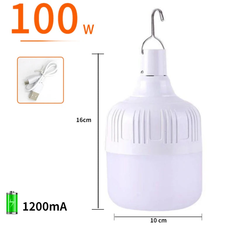 Portable Camping Light USB Rechargeable LED Emergency Lamp Bulb Hook Up Tent Light Garden Lighting Fishing Lantern Night Lights