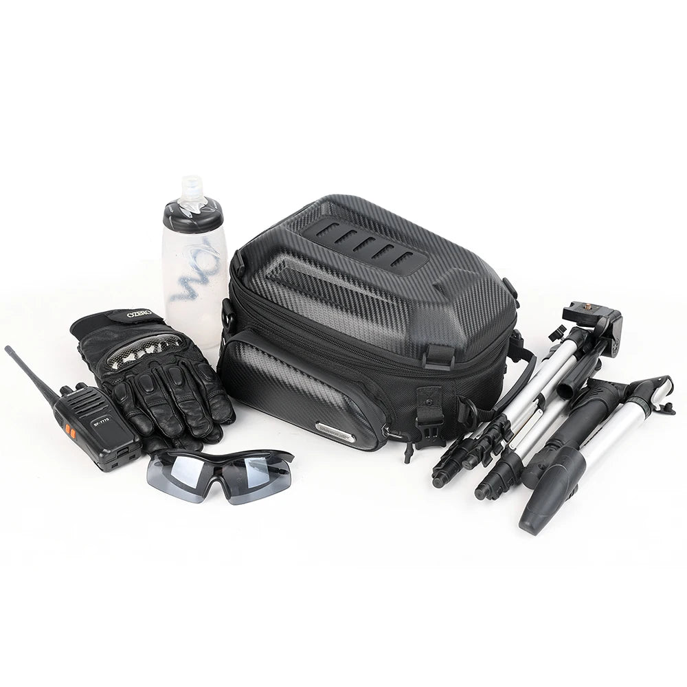 Rhinowalk Motorcycle Rear Seat Bag 12L-18L Expandable Motor Hard Shell Backpack Outdoor Motocross Trunk Tail Bag Pannier Luggage