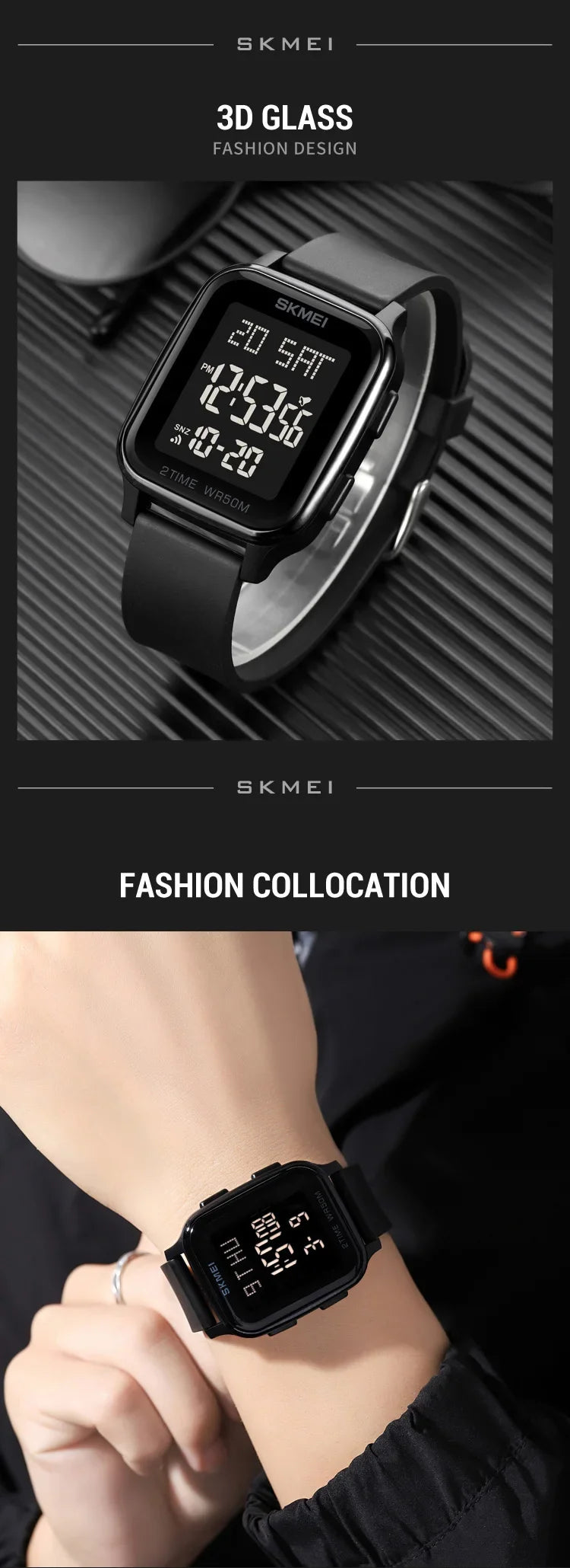 SKMEI 1858 Sports Watch for Men Waterproof Countdown Electronic LED Display Digital Wristwatches Mens Clock Reloj Hombre 1859