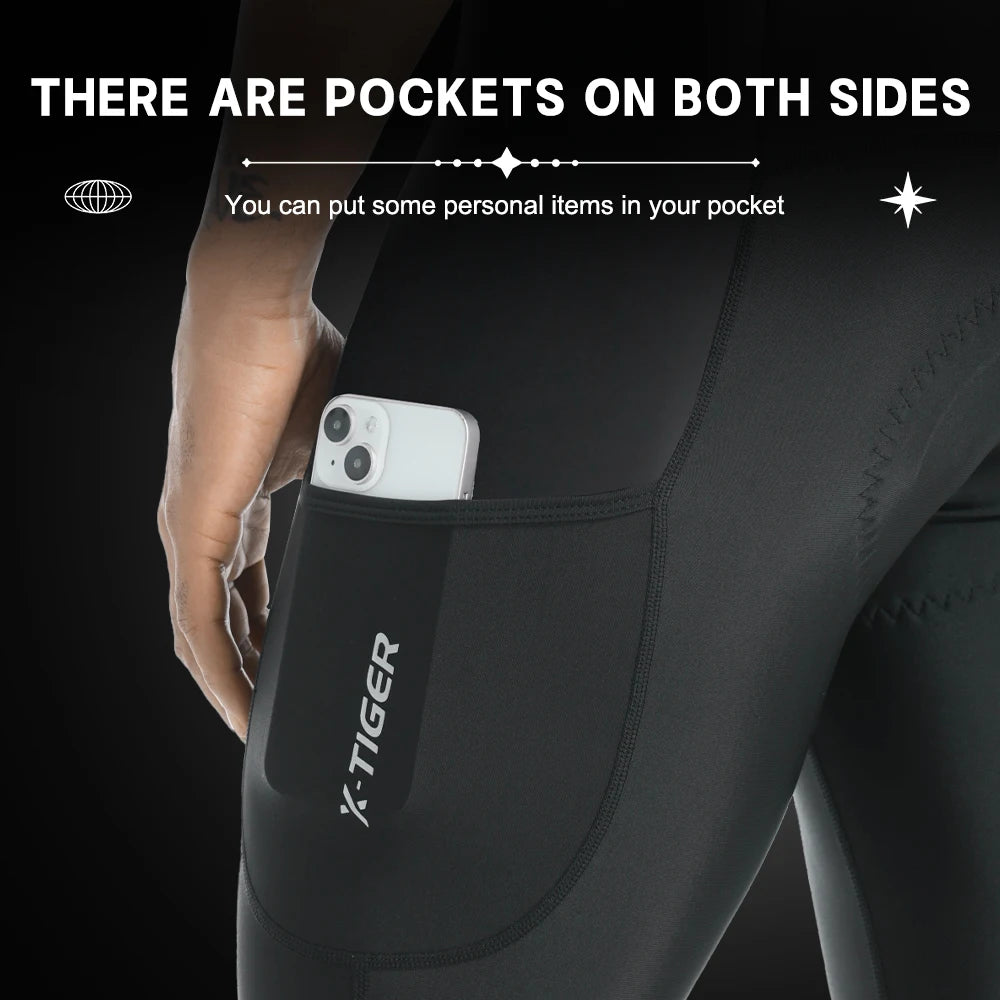 X-TIGER Autumn and winter warm windproof fleece cycling trousers 0-15 degrees bib men's trousers road bike cycling