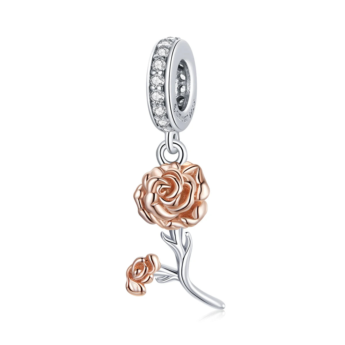 WOSTU 925 Sterling Silver Tree of Life Pendant Plated White Rose Gold Rose Charm Spacer Beads Fit Original Bracelet for Women