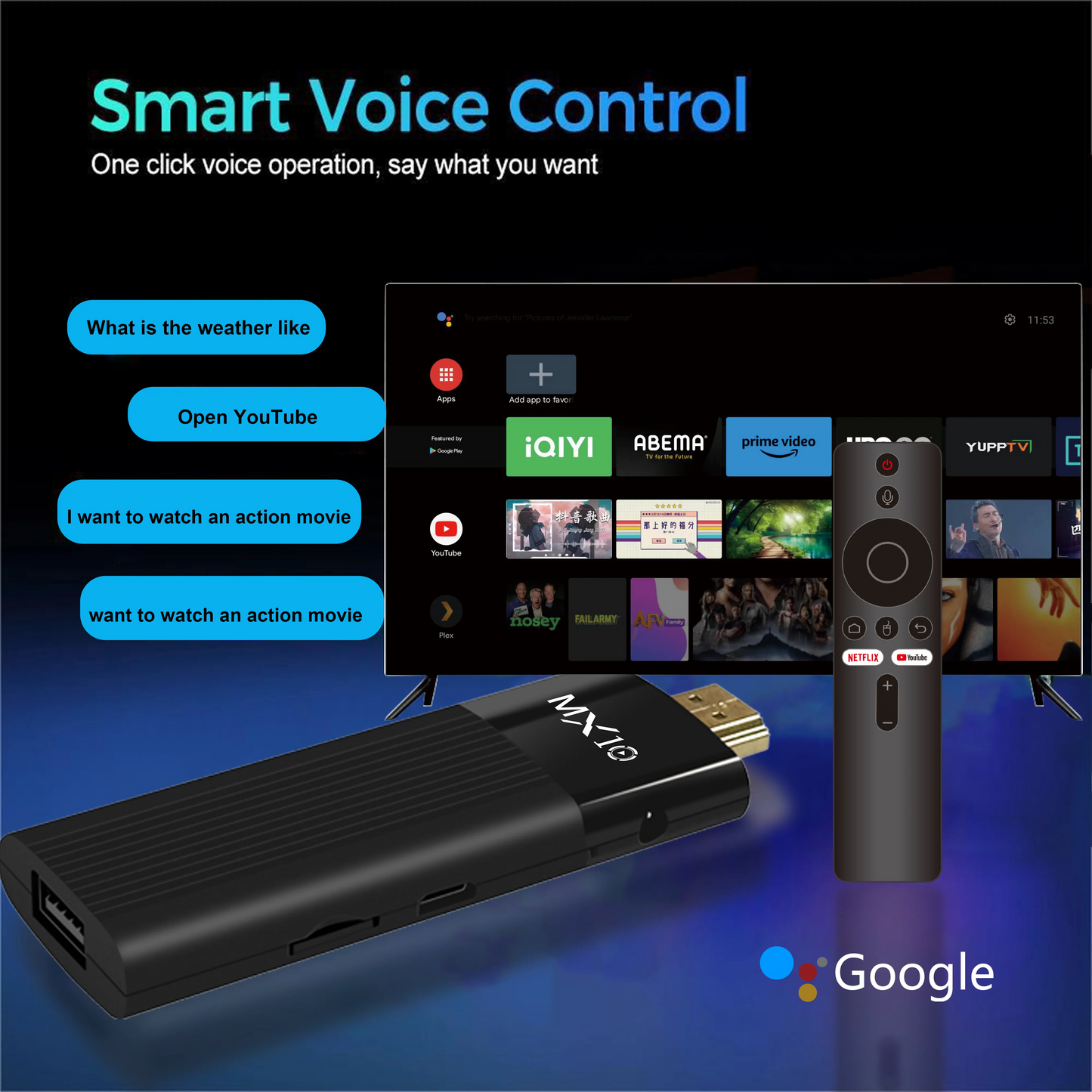 MX10 F3 Android 13 TV Stick HDR Set Top OS 4K 1080P H313 ATV Smart TV Sticks For Google YouTube Smart Media Player