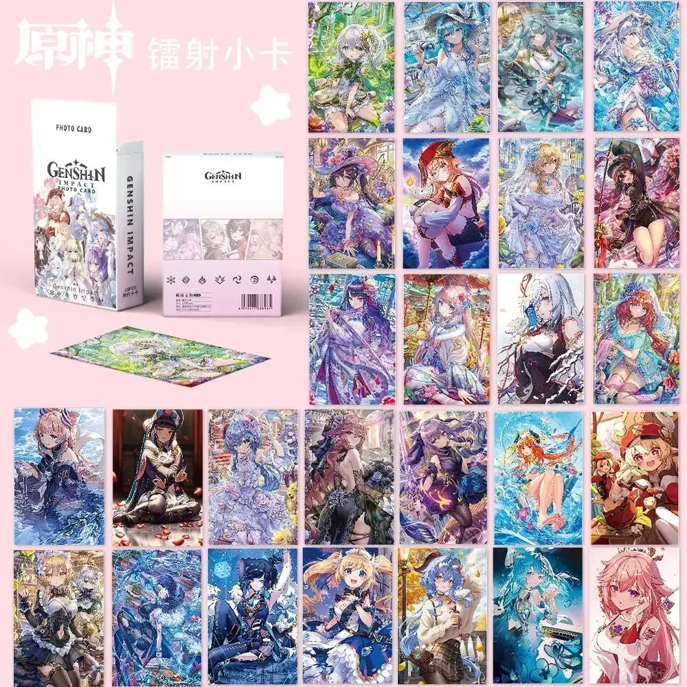 Hot Game Impact 50PCS/Set Decor Laser Lomo Card Photocard HD Double-sided Small Album Photo Card For Fans Collection Postcard