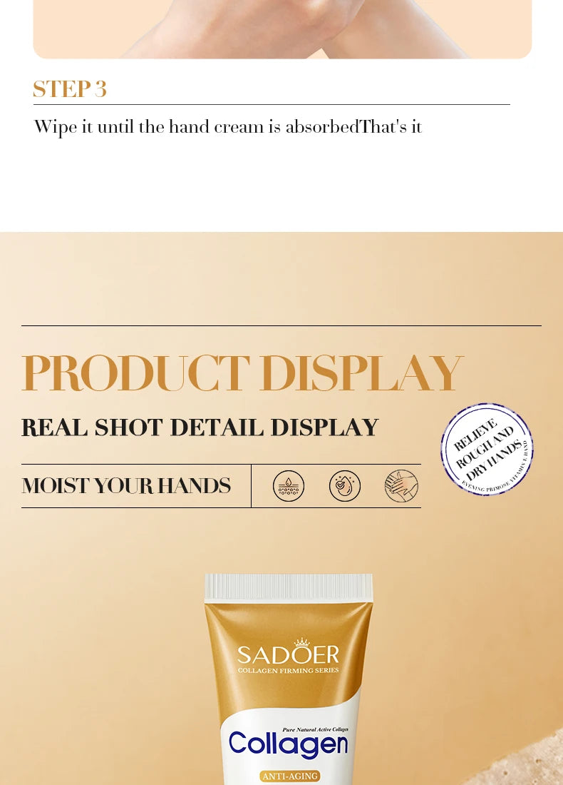 Collagen Anti-wrinkle Hand Cream Anti-drying Cracked Whitening Moisturizer Fade Fine Line Soft Smooth Repair Hand Foot Skin Care