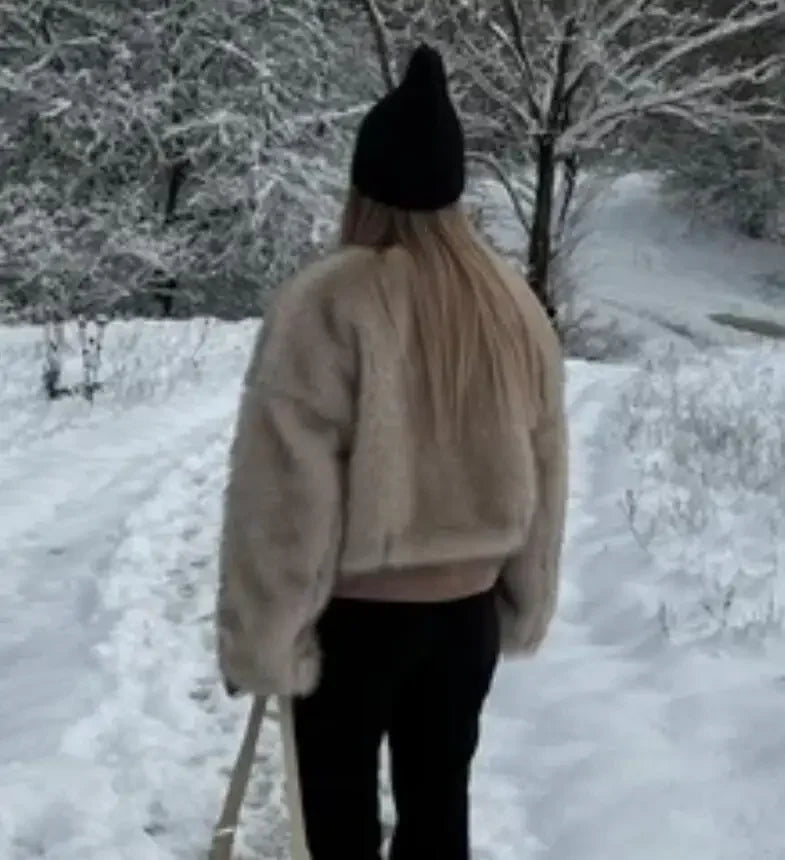 2024 Autumn Winter New Fashion Gradient Fluffy Fur Coat Women High Street Luxury Faux Fox Fur Jacket Female Overcoats