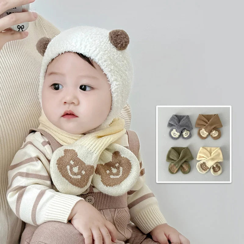 Simple Fashion Baby Scarf Candy Color Woolen Knitted Scarves For Girls Boys Winter Warm Kids Cross Neckerchief