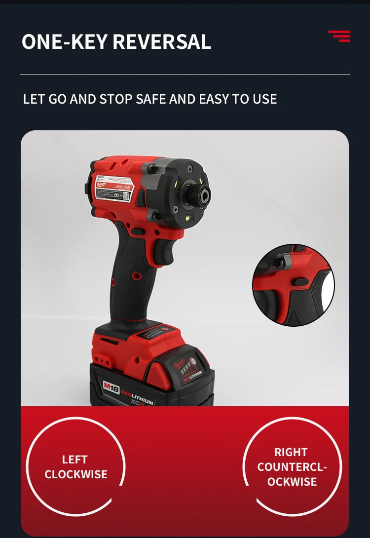 Milwaukee Brushless Cordless Electric Impact Driver Car Truck Repair Screwdriver Impact WrenchDrill Rechargable m18 Battery Tool