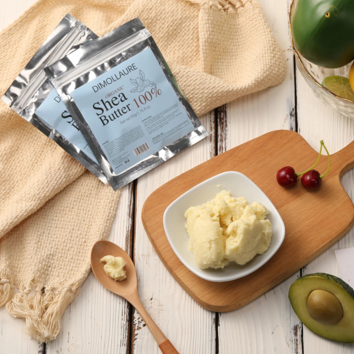 Dimollaure 50g Natural Organic Unrefined Shea Butter Oil Skin Care Body Oil Moisturizing Nourishing Body Massage Cosmetics Oil