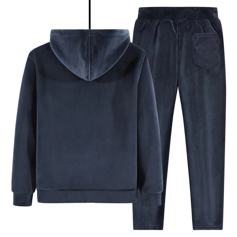 Cashmere Thick Warm Autumn Winter Men's Tracksuit Zipper Hoodies Sweatshirts Pants Sets Casual Mens Clothing Women's Tracksuit