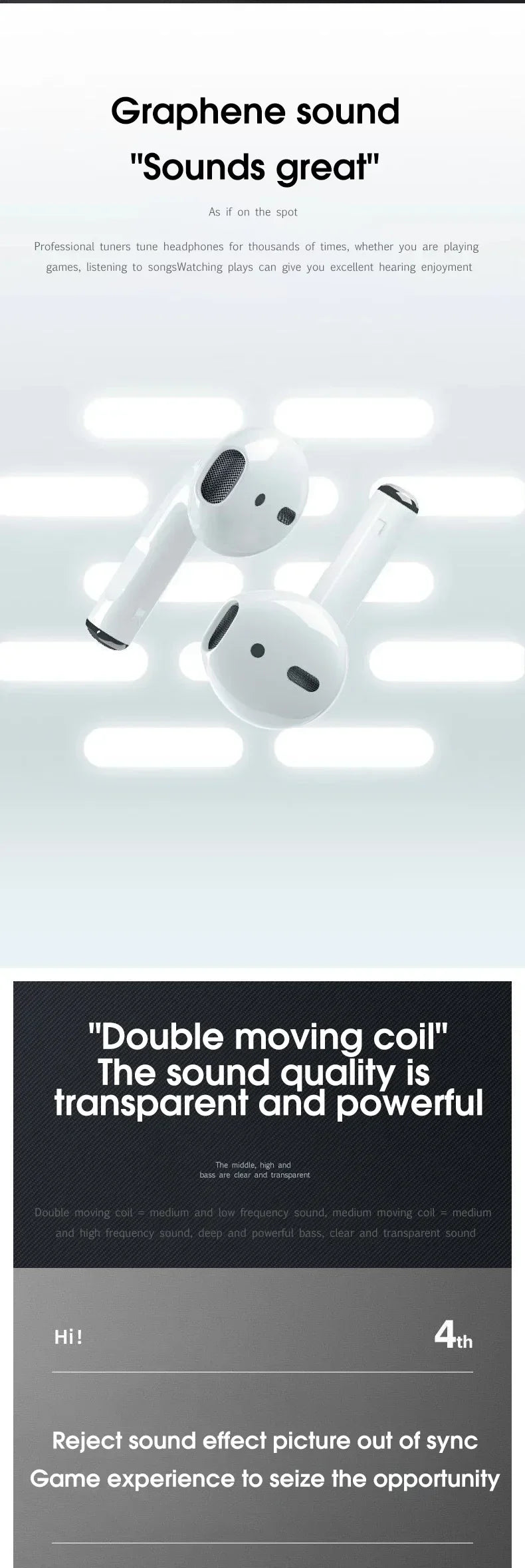 Air Pro4 Wireless Headset Dual Earphones Extra Long Standby for Genshin Impact PlayerUnknown's Battlegrounds Game Accessories