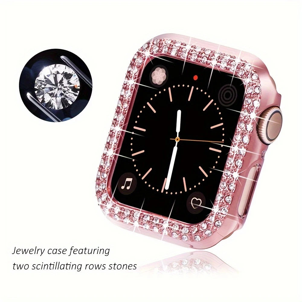 Bling Case for Apple Watch Series 9 8 7 6 5 4 3 2 1 SE(No Screen), Women Glitter Rhinestone Protector Frame.