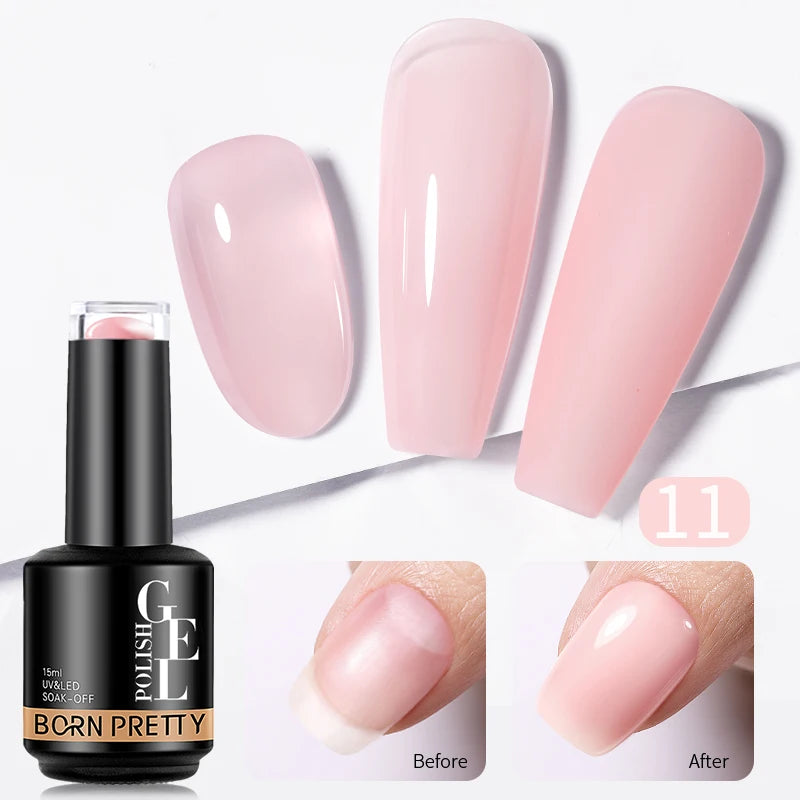 BORN PRETTY 15ML Jelly Purple Nail Gel Polish Transparent Colorful Translucent Pink Semi Permanent Soak Off Nail Art Gel Varnish