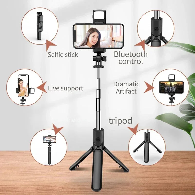 Extendable Selfie Stick Tripod Phone Tripod with,Group Selfies/Live Streaming/Video Recording Compatible with All Cellphones