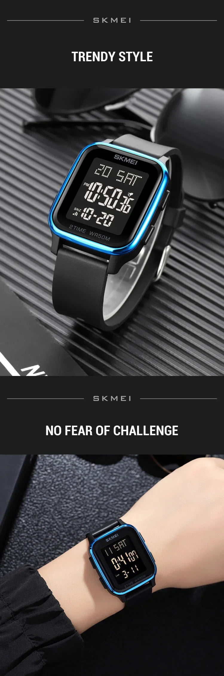SKMEI 1858 Sports Watch for Men Waterproof Countdown Electronic LED Display Digital Wristwatches Mens Clock Reloj Hombre 1859