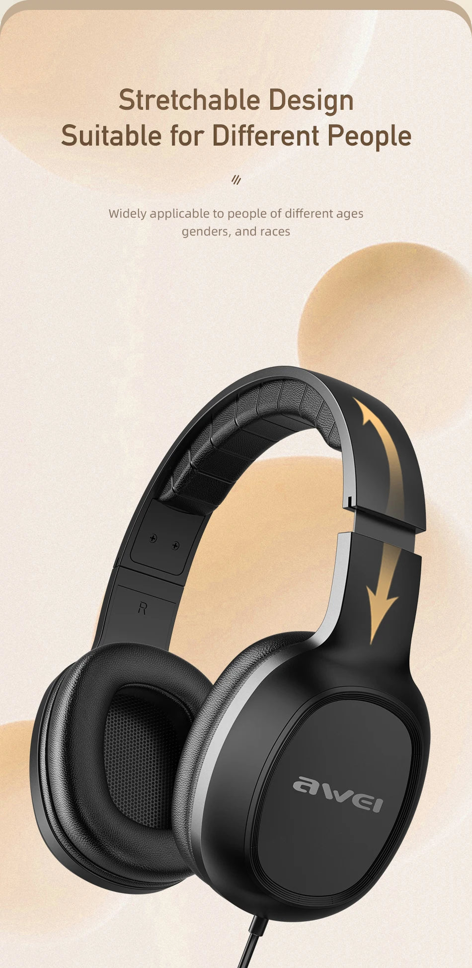 Awei GM-6 Wired Professional Headphone with Wire Control Game Wired Headset With Mic 3.5mm AUX Plug For PC Computer Laptop