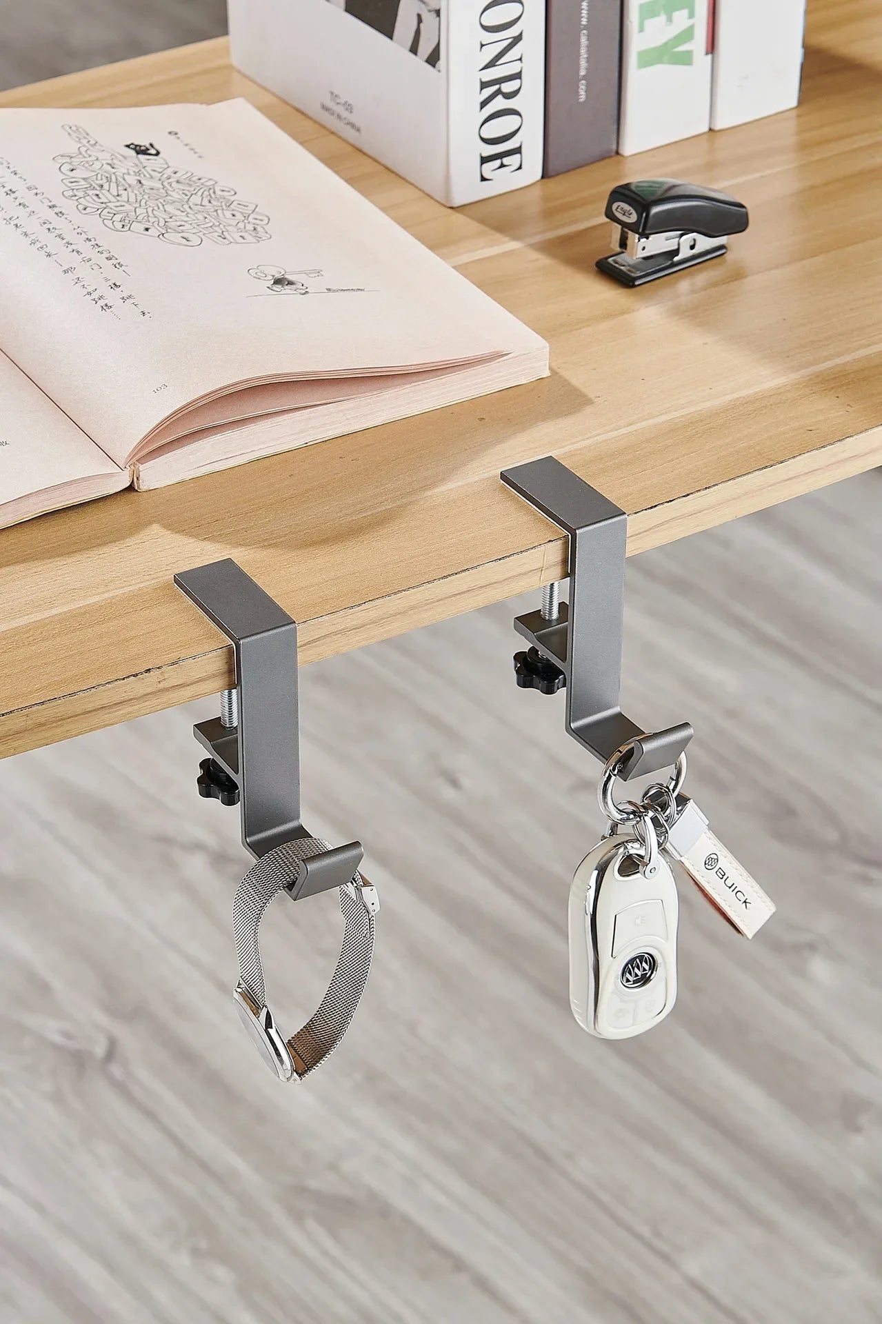 1pc Adjustable Desk Edge Hook Without Punching Office Desktop Edge Hanging Bag Hook Student Backpack Headphone Hanging Hook