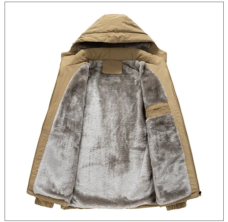 7XL 8XL Winter Jacket Men  Casual Outwear Sportswear Fleece Lining Mens Sherpa Jackets Full Zip Warm Coats  Hoodie Winter Coat