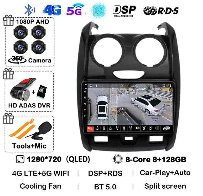 Android 14 Carplay Auto Car Radio For Renault Duster 2015 2016 2017 2018 2019 2020 Multimidia Video Player GPS 4G+WIFI Stereo BT